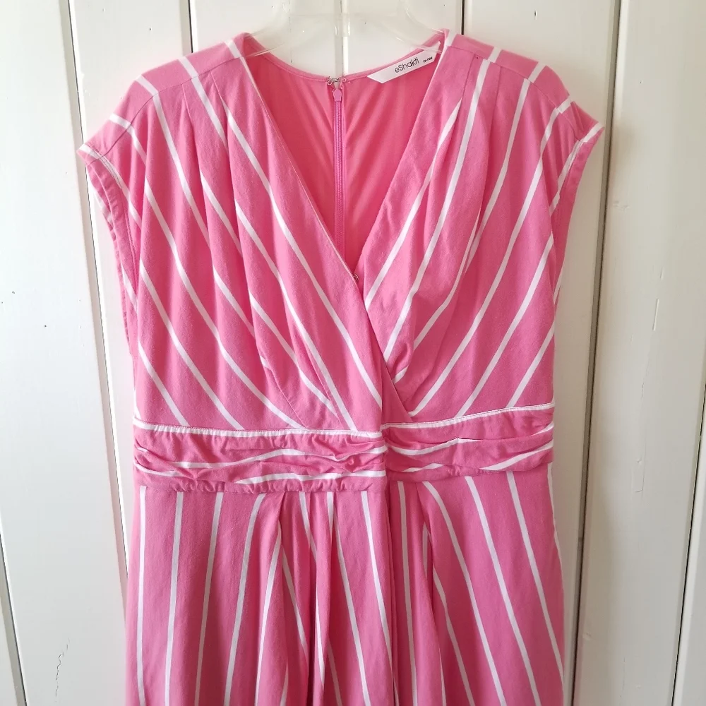 Eshakti 1X Pink Lined Dress Faux Wrap Plus 18 W 20 - Picture 1 of 12